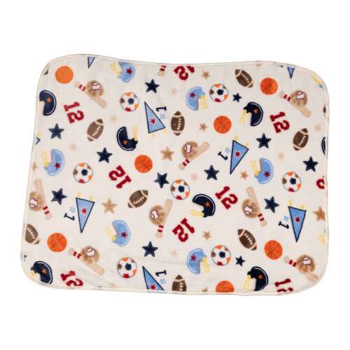 Rögbi mintás babatakaró, 70x90 cm, puha és kényelmes babáknak, tökéletes kisfiúknak