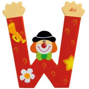 Sevi Holzbuchstabe W mit Clown-Design, rot - Dekorative Buchstaben