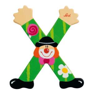 Sevi Holzbuchstabe X, Clown-Design, grün, dekorativer Buchstabe für Kinderzimmer - Dekorative Buchstaben