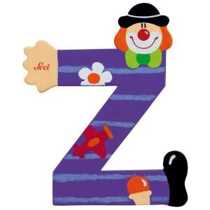 Sevi Holzbuchstabe Z mit Clown-Design, lila Farbe - Dekorative Buchstaben