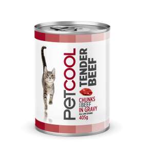 Petcool Tender Beef Chunks in Gravy Nassfutter für Katzen, 405g Dose - Katzenfutter