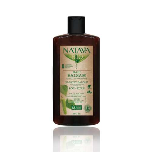 Balsam de păr Natava Bio cu extract de mesteacăn, 250 ml, protecție naturală a culorii, pentru toate tipurile de păr, pantenol și ulei de argan, 100% pur