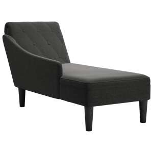 vidaXL Chaise Longue - Fekete Szövet - Jobb Kartámasz - 145x56x70cm