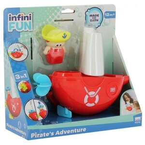 Infini Fun Pirate's Adventure 3 in 1 Bath Toy, red pirate ship with a sail, a pirate figure, and a propeller, made for bath - Bath Toy
