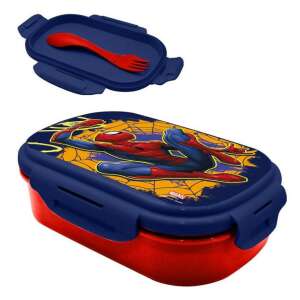 Spiderman Lunchbox mit Gabel und Löffel, rot und blau, mit Spiderman-Design - Lebensmittel- und Getränkebehälter für Kinder
