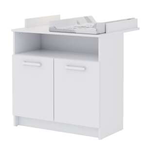 Baby Shop Basic 2 ajtós pelenkázó komód toldalékkal - bordázott fehér - Pelenkázó komód kiegészítő