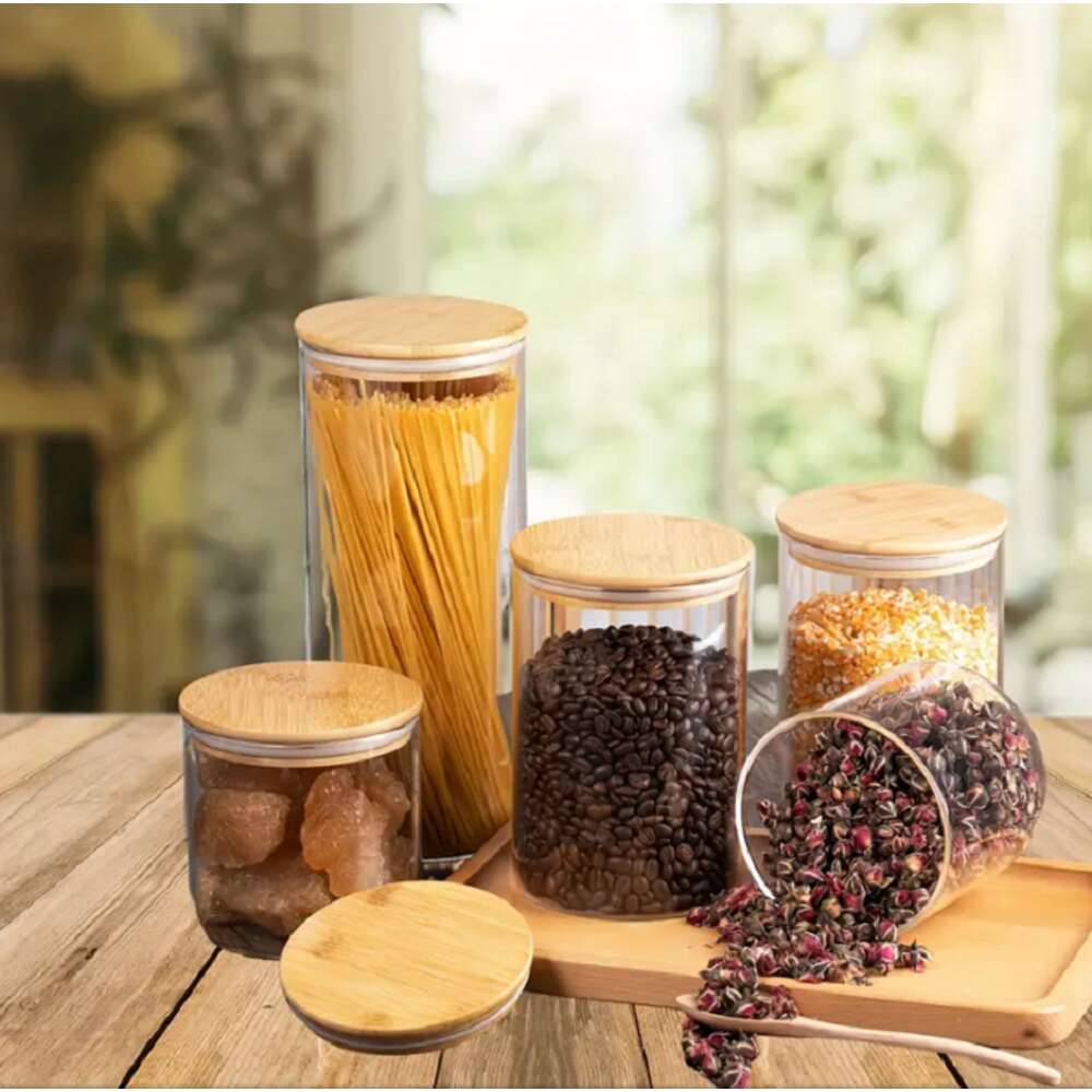 Bambusz Fedéles Üveg Tároló - 800ml