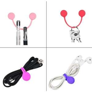 Multifunktionaler magnetischer Kabelorganizer in den Farben Rosa, Rot, Lila und Blau - Kabelführung