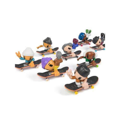 Set de 9 skateboarderi pentru degete, fiecare cu un design unic și o poză