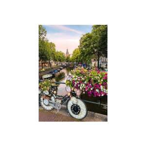 Amsterdamer Kanal mit Fahrrad, Blumen und Uhr, 1000 Teile Puzzle - Ravensburger Puzzle