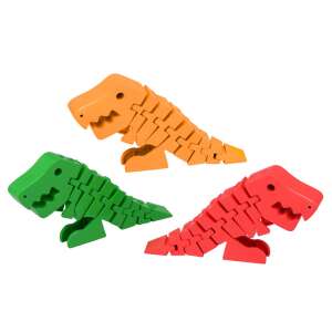 Flexy Dino T-rex 13 cm ajtóütköző, 3 darabos szett, zöld, narancs, piros - Figura