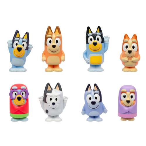 Bluey Mini Figura Mix, 8 különböző Bluey karakter gyűjteménye - Mesehős figura