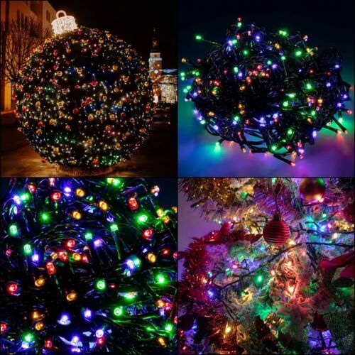 Collage of Springos Cl1009 LED Christmas lights in various settings