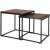 Springos® nesting coffee table set, black metal frame with brown wood top, 2 tables, side view