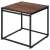 Springos® nesting coffee table, black metal frame with brown wood top, smaller table, side view