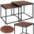 Springos Hf0024 nesting coffee tables with brown wood-look tops and black metal frames