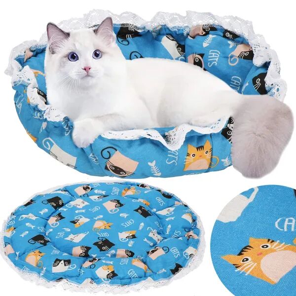 Springos puha Macskaágy 73cm - Kék, Fehér