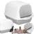 Springos® cat litter box with lid, grey and white, with scoop, cat litter and cat