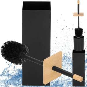 Springos Tb0020 WC kefe szett fekete tartóval és bambusz részletekkel - WC kefe & tartó