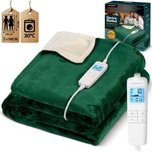 Електрическо одеяло Berdsen BD-960, зелено, 180 x 160 cm, 160W, двоен размер, с дистанционно управление - Дом и градина