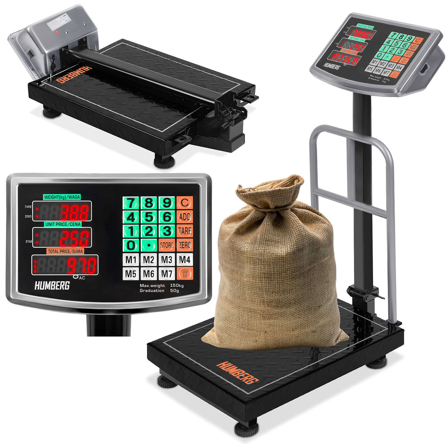 Humberg Ipari mérleg 150kg - Fekete