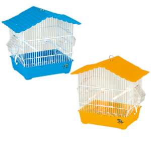 Blue and yellow bird cage with roof, FOP Colivie Dotata Sara, for small birds - Bird Cage