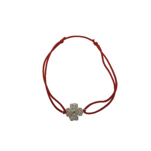 Silver 925 clover charm bracelet with red string