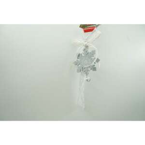 Silver snowflake Christmas ornament with white ribbon and bell - Christmas tree ornament