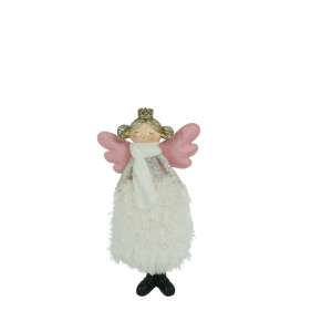 White angel Christmas decoration with pink wings, white dress and gold crown, Flippy brand - Christmas Decoration