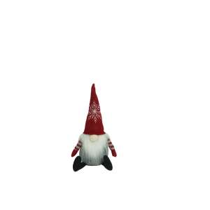 Red and gray Christmas gnome with a snowflake on the hat, 31 cm tall - Home & Garden