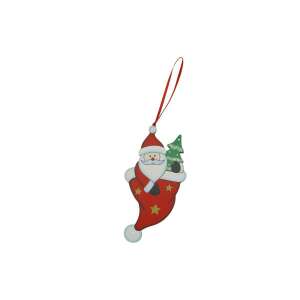 Ornament de Crăciun Moș Crăciun, din lemn, roșu, 14 cm - Decorațiuni pentru pomul de Crăciun