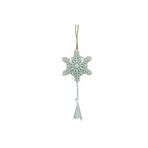 White metal snowflake Christmas tree ornament with bell, 20 cm - Christmas tree ornament