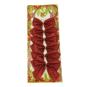 Комплект 6 панделки за елха, Червени, класически, с блясък, 8 х 9 см, полиестер, KeepHome 107619963 - Flippy