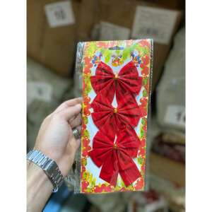 Set 3 fundite pentru brad, Rosii, design cu linii aurii , 11 x 14 cm, din poliester, KipHome 107619889 - Ambalaje cadouri