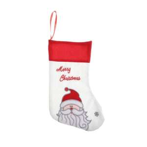 Ciorap Cadouri, culoare alba, imprimeu Mos Craciun, marimea 16x30 cm, KipHome 107620027 - Flippy Decorațiuni de Crăciun