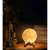 3D Moon Light lamp with wooden stand, warm white LED, battery operated, no battery included, 12 cm, Flippy, in a bedroom setting