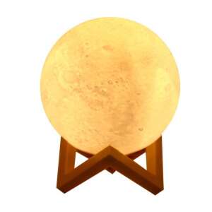 Lampa de veghe luna, culori, lumina LED alb cald,  alimentare baterii, stand din plastic, 15 cm, KipHome 107620212 - Lămpi decorative