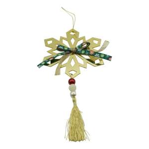 Ornament brad, KipHome, Fulg de nea, Auriu, Lucios, 16*30CM, Acril, Interior/ Exterior 107620392 - Decorațiuni pentru pomul de Crăciun