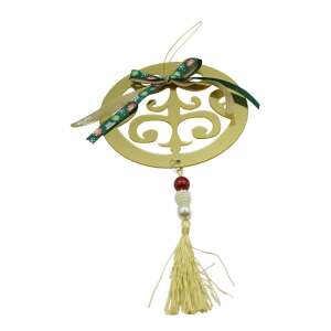 Ornament brad, KipHome, Rotund, Auriu, Lucios, 15*26CM, Acril, Interior/ Exterior 107620458 - Decorațiuni pentru pomul de Crăciun