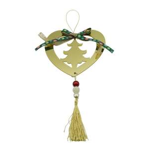 Ornament brad, KipHome, Inima, Auriu, Lucios, 15*26CM, Acril, Interior/ Exterior 107620568 - Decorațiuni pentru pomul de Crăciun