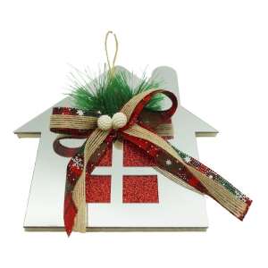 Ornament brad, KipHome, Casa, Argintiu, Lucios, 14*17CM, Acril, Interior/ Exterior 107620641 - Decorațiuni pentru pomul de Crăciun