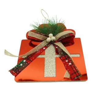 Ornament brad, KipHome, Cadou, Rosu, Lucios, 15*15CM, Acril, Interior/ Exterior 107620916 - Decorațiuni pentru pomul de Crăciun