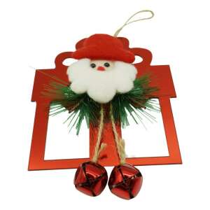 Ornament brad, KipHome, Cadou cu clopotei, Rosu, Lucios, 15*20CM, Acril, Interior/ Exterior 107621009 - Decorațiuni pentru pomul de Crăciun