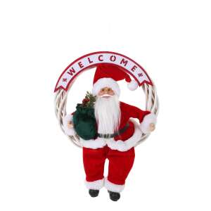 Jucarie decorativa, KipHome, Mos Craciun, 40 cm x 27 cm, grosime 12 cm, lana, tesatura de plus, poliester, interior/exterior 107620991 - Flippy Decorațiuni de Crăciun