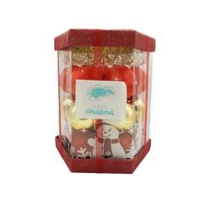 Set de 28 ornamente de brad, KipHome, de tip Glob, Rosu/ Auriu, din polistiren, cu finisaj sclipitor , cutie  18  cm adancime x 22  cm inaltime x 18  cm lungime) 107621324 - Decorațiuni pentru pomul de Crăciun