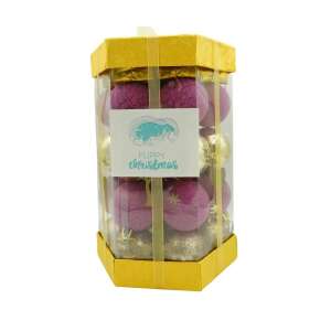 Комплект от 35 коледни украси за елха, KeepHome, тип глобус, златисто/лилаво, изработени от полистирен, с искрящо покритие, кутия 14 см дълбочина... 107621357 - Коледа