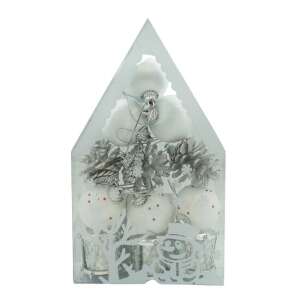 Set de 12 ornamente de brad, KipHome, de tip Glob, Alb/ Argintiu, din polistiren, cu finisaj sclipitor , cutie  4  cm adancime x 20  cm inaltime x 12  cm lungime) 107621371 - Decorațiuni pentru pomul de Crăciun