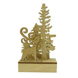 Decoratiune luminoasa, peisaj cu Cerb si Brad, maro, lungime: 11 cm, latime: 5 cm, inaltime: 19 cm, lemn, interior/exterior 107621502 - Nonbrand Decorațiuni de Crăciun