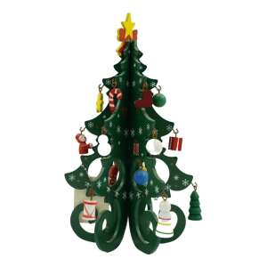 Decoratiune Craciun, Brad, Verde, 6 cavitati cu ornamente, 12 cm x 20 cm, Lemn, KipHome 107621787 - Flippy Decorațiuni de Crăciun