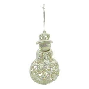 Ornament brad de Craciun, Perlat, in forma de Om de zapada, 8 cm x 13 cm, Plastic, KipHome 107621920 - Decorațiuni pentru pomul de Crăciun